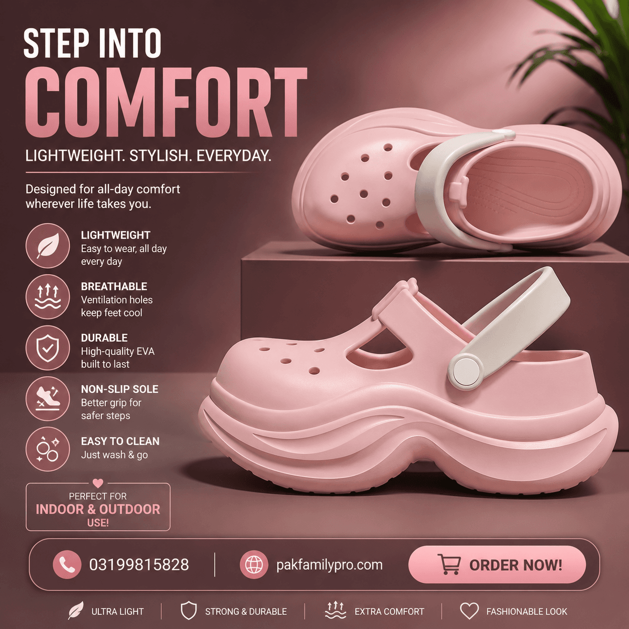 Pink comfort slippers